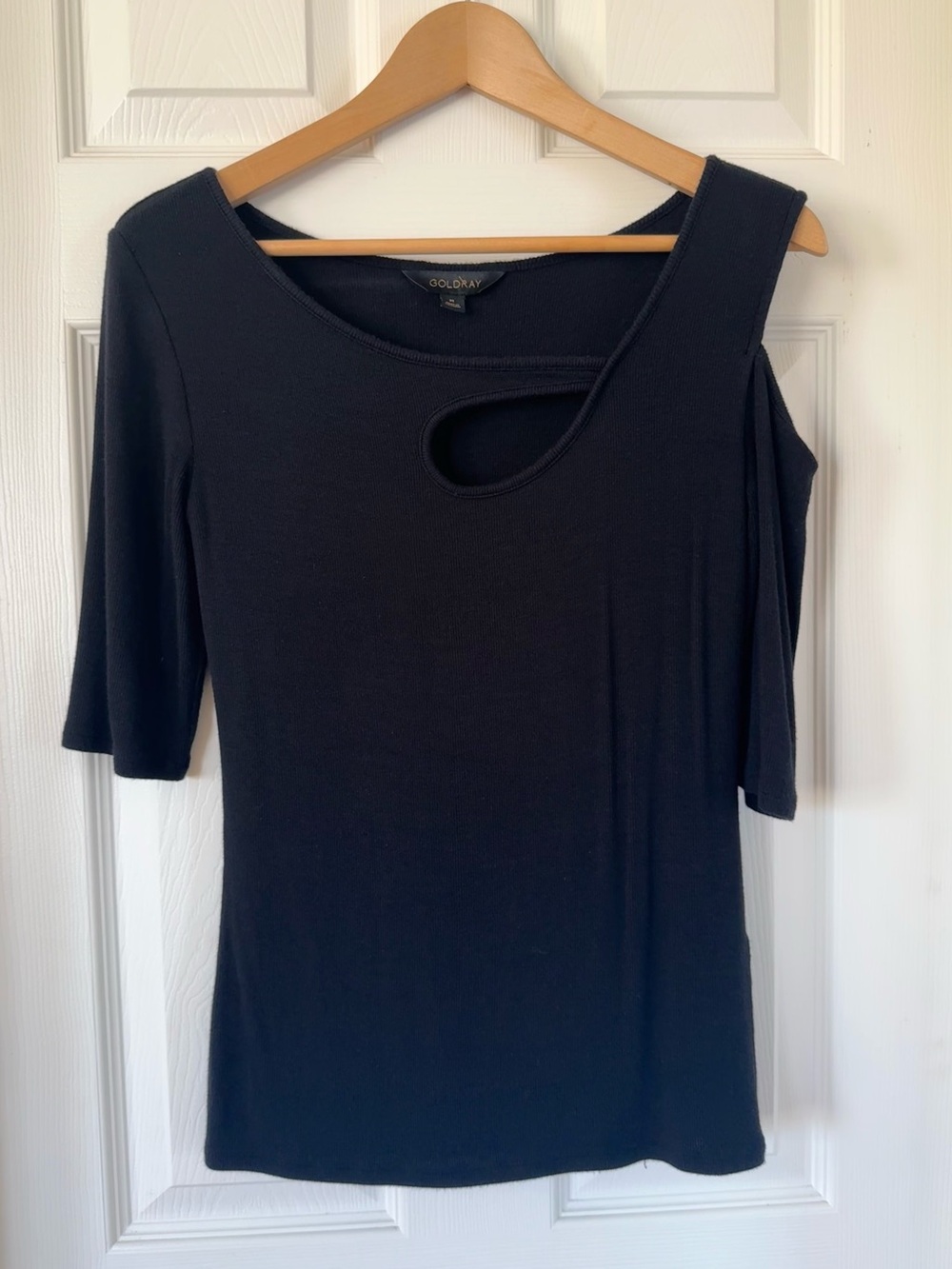 Goldray Black Asymmetrical Cutout Off Shoulder Top Size M